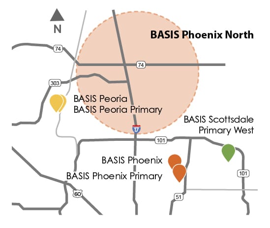 BASIS Phoenix North Location Map Zoomed