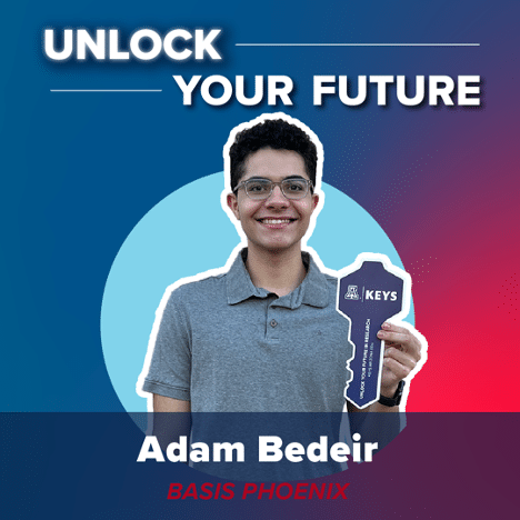 BASIS Phoenix student holding key and unlocking his future.