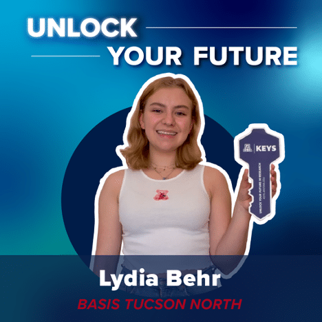 BASIS Tucson North student holding key to unlock future.