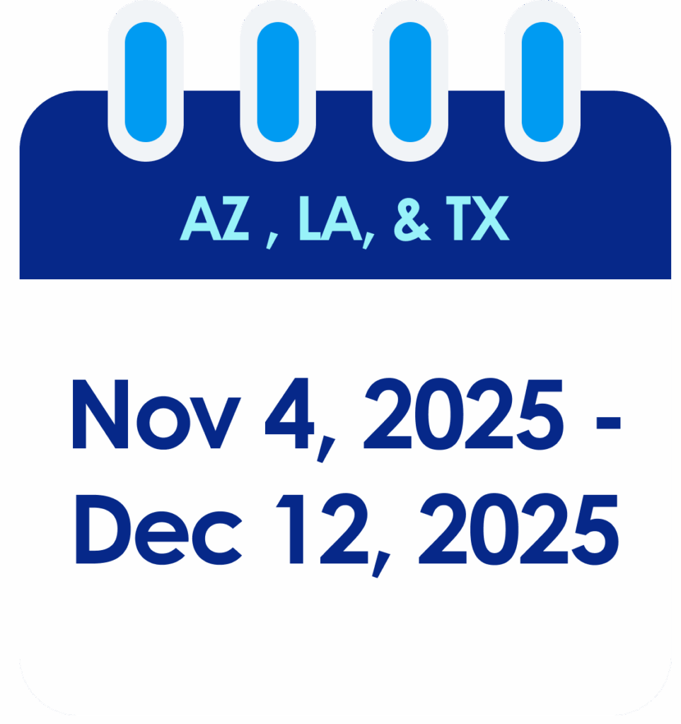 AZ, LA, and TX Calendar Icon